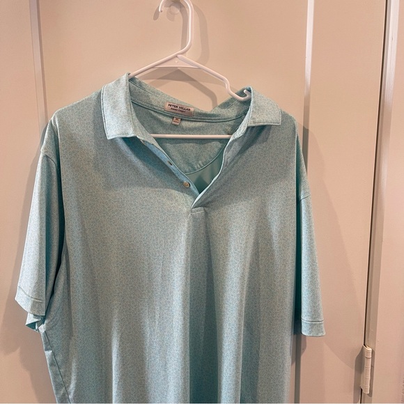 PETER MILLAR GOLF POLO SHIRT -XL- WHITE BLUE COCKTAIL WINE DOT SUMMER COMFORT - Picture 1 of 9